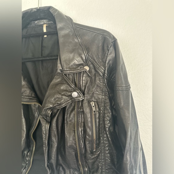 Black Free People leather jacket - Picture 2 of 6